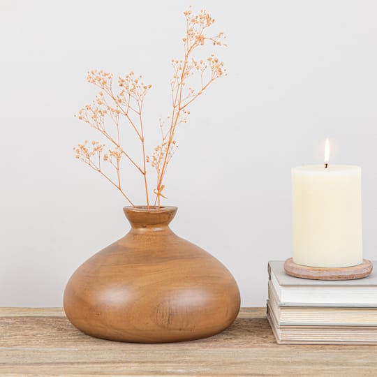 Hello Honey® 5" Walnut Finish Decorative Paulownia Wood Vase
